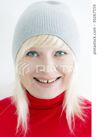 Portrait of Blond woman in red 30267559