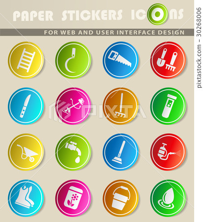 garden tools icon set 30268006