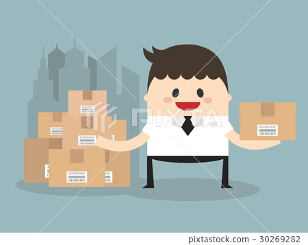 Businessman holding a box, shipping concept Businessman holding a box, shipping concept 30269282