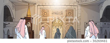 Arab People Coming To Mosque Building Muslim Arab People Coming To Mosque Building Muslim 30269481