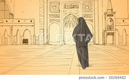 Arab Woman Coming To Mosque Building Muslim 30269482