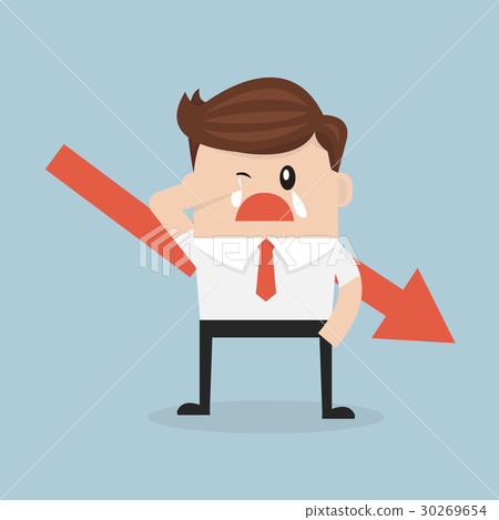 Businessman sitting on graph down. vector. Businessman sitting on graph down. vector. 30269654