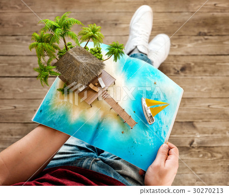 tropical island on a magazine tropical island on a magazine 30270213