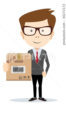 Delivery man holding and carrying a cardbox 30272172
