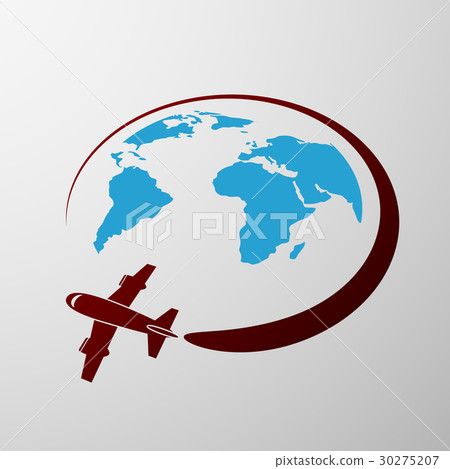 Plane flies around the Earth. 30275207