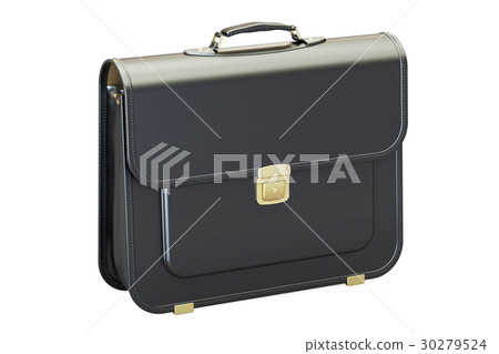Black leather briefcase, 3D rendering Black leather briefcase, 3D rendering 30279524