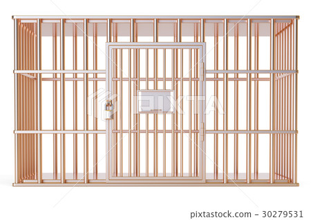 empty golden cage, prison cell. 3D rendering 30279531