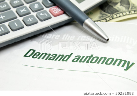 Demand autonomy printed on book Demand autonomy printed on book 30281098