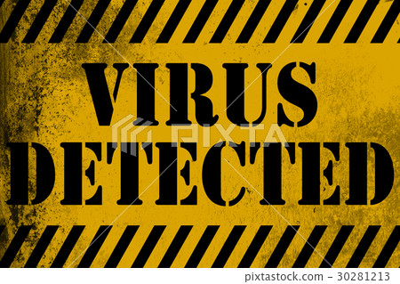Virus detected sign yellow with stripes 30281213