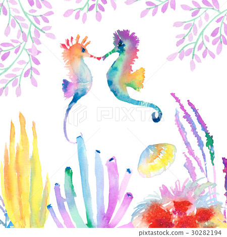 Watercolor marine material Watercolor marine material 30282194