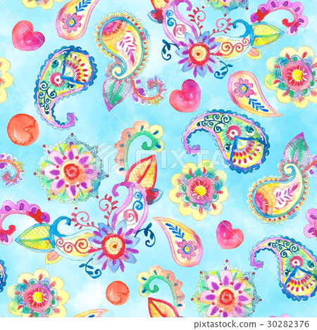 Watercolor paisley 30282376