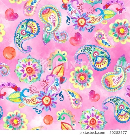 Watercolor paisley 30282377