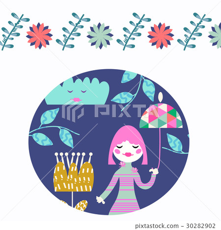 Floral kids vector card 30282902