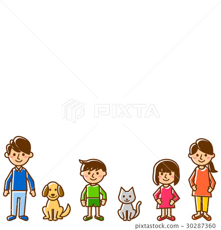 Family two generations horizontal row 30287360