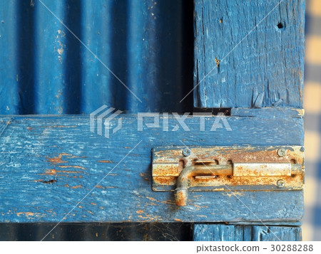 old aged abandoned weathered blue hut door 30288288