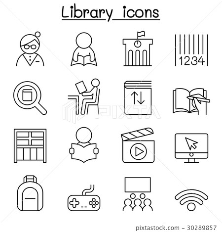 Library icon set in thin line style 30289857