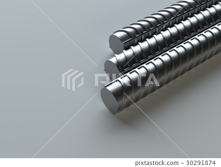 Reinforcement bars stack on gray background 30291874