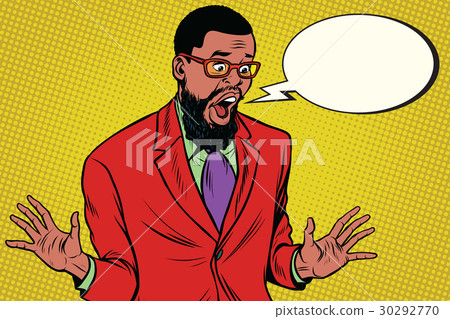 Shocked hipster bearded African American 30292770