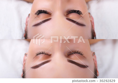 Eyelash Extension. Comparison of female eyes Eyelash Extension. Comparison of female eyes 30292829