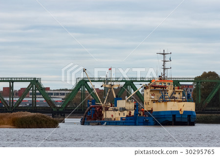 Blue cargo ship Blue cargo ship 30295765