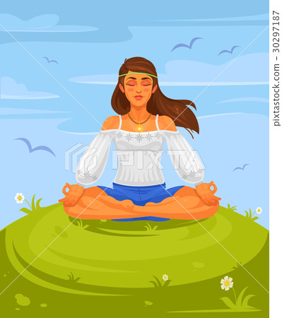 Vector illustration of a girl yoga in the lotus Vector illustration of a girl yoga in the lotus 30297187