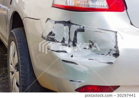 close-up bronze car in an accident at the back 30297441