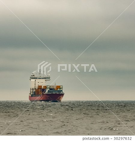 Red cargo container ship Red cargo container ship 30297632