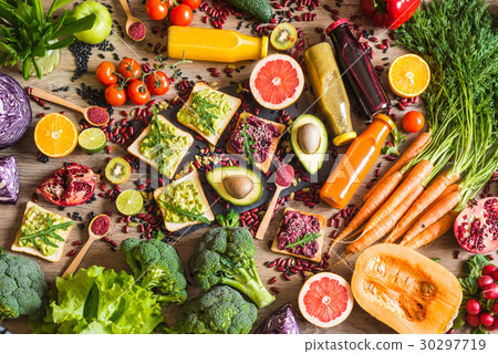 Healthy vegan food. Sandwiches and fresh 30297719