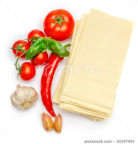 dried uncooked lasagna pasta sheets and vegetables 30297993