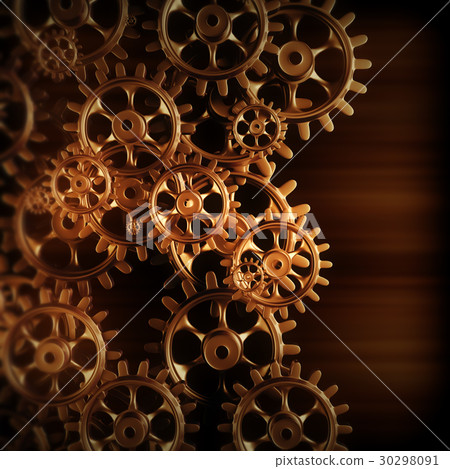 Gold gears and cogs macro Gold gears and cogs macro 30298091