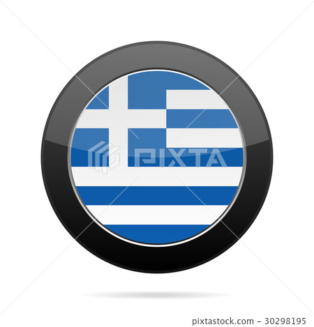 Flag of Greece. Shiny black round button. Flag of Greece. Shiny black round button. 30298195