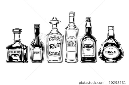 Vector set of bottles for alcohol 30298281