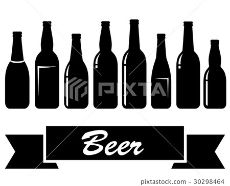 black glossy isolated beer bottles 30298464