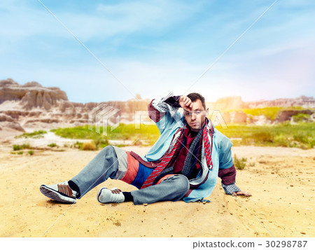 Tired male consumer after clothing store Tired male consumer after clothing store 30298787