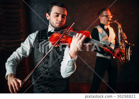 Jazz man and violinst, classical musical duet Jazz man and violinst, classical musical duet 30298821