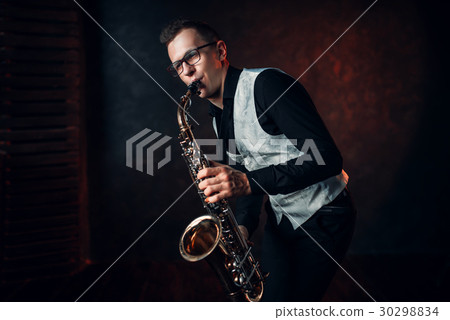 Male saxophonist playing classical jazz on sax 30298834