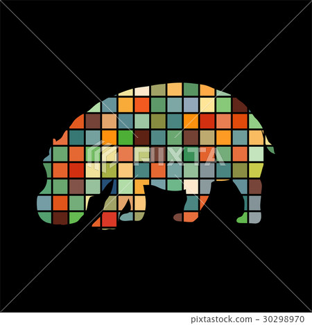 Hippo mammal color silhouette animal 30298970