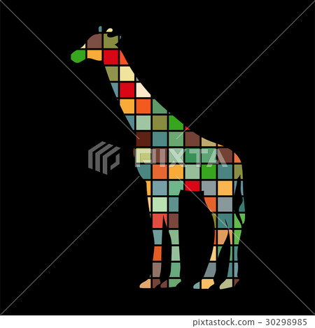 Giraffe mammal color silhouette animal Giraffe mammal color silhouette animal 30298985