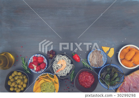 Table with spanish tapas Table with spanish tapas 30299298