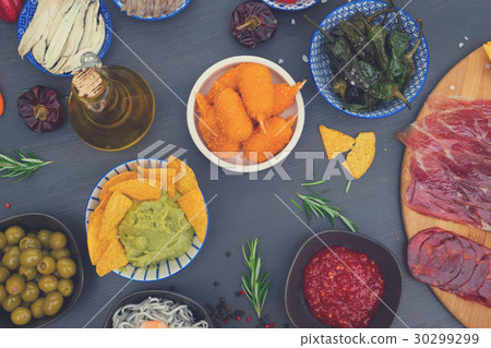 Table with spanish tapas Table with spanish tapas 30299299