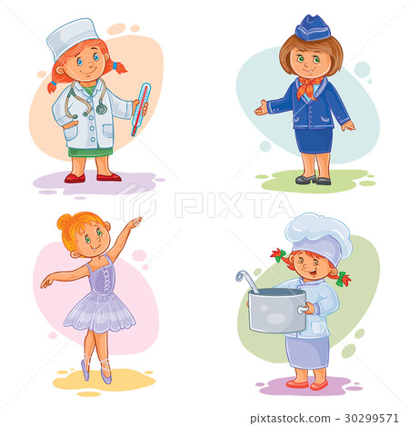 Set vector icons of small children different 30299571