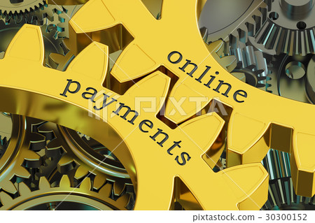 Online Payments concept on the gearwheels 30300152