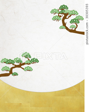 感受日本紙（松木，日本紙，金箔）質感的日式插圖 30305393