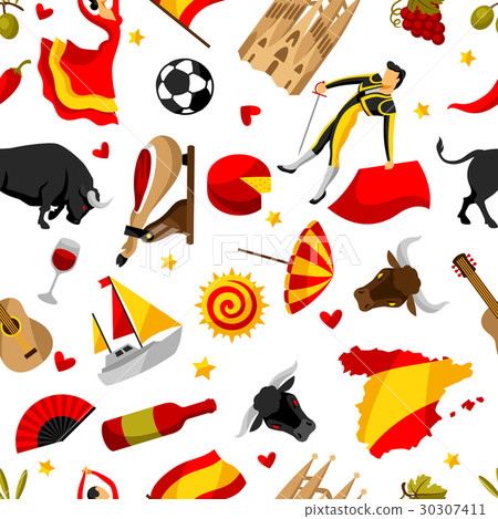 Spain seamless pattern. Spanish traditional Spain seamless pattern. Spanish traditional 30307411