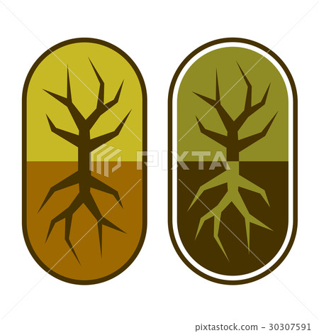 abstract capsule with tree symbol 30307591