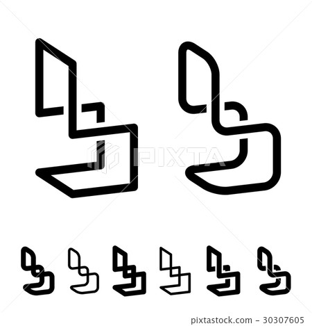3D chair black symbol 3D chair black symbol 30307605