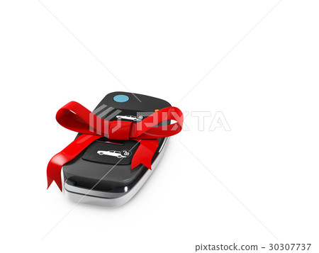 Gift Black car remote key, 3d Illustration  30307737