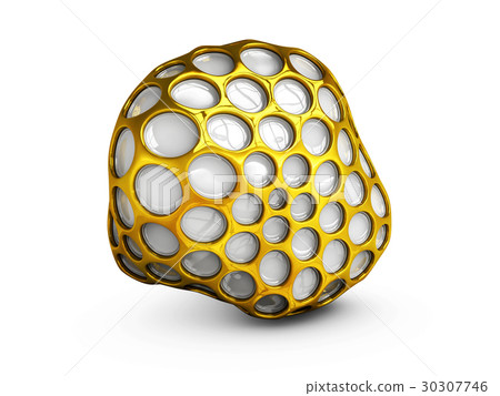 Abstract gold wireframe sphere. isolated white 30307746