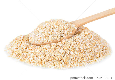 heap of bran with wooden spoon 30309924