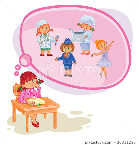 Vector illustration of a little girl dreaming Vector illustration of a little girl dreaming 30311256